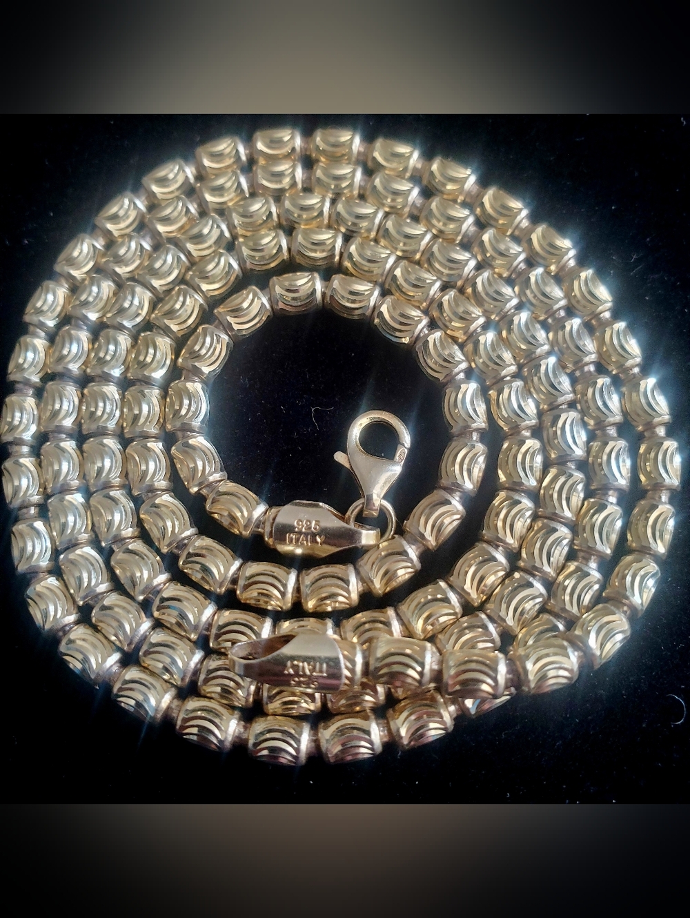 925 Sterling Barrel Link Chain Necklace, Italian Silver 30"  28.2 Grms 4mm